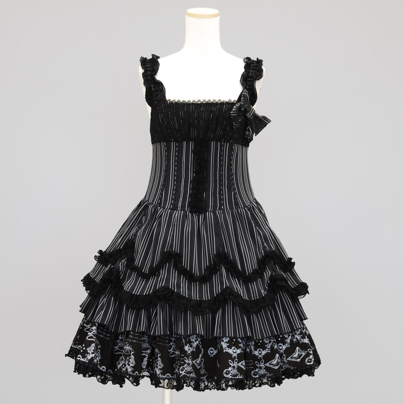 FRILL Stripe OP with Ribbon by h.NAOTO