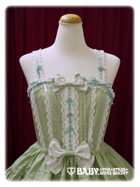 【2点セット】Chalmiere クロスモチーフJSK グリーン ペチコート Cheryl Lacy JSK II by Baby, the Stars Shine Bright