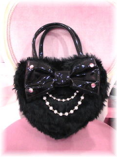 Heart Enamel Fur Bag by Angelic Pretty