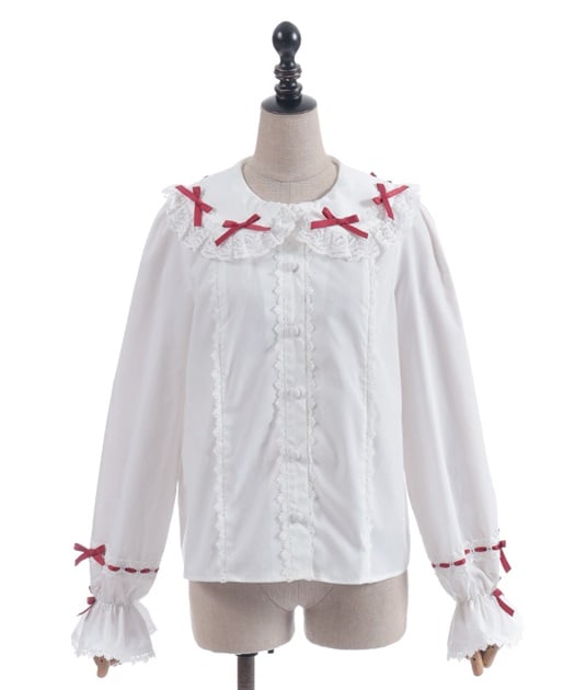 Chalmiere ~ Petit Ribbon Round Collar Blouse by Axes Femme