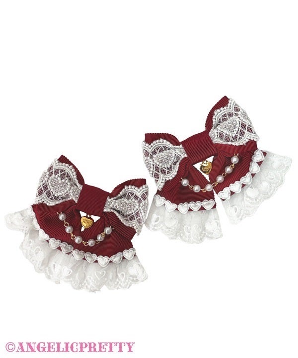 Heart Pearl Ribbon Clip Set by Angelic Pretty