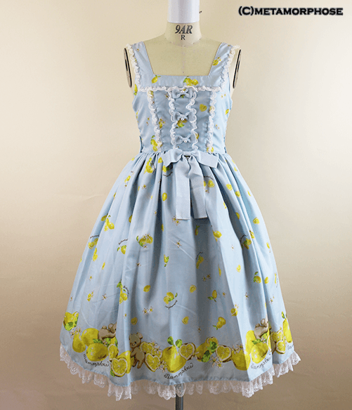Dreaming heart♡Lemon Ribbon Shirred JSK (Medium-length) by
