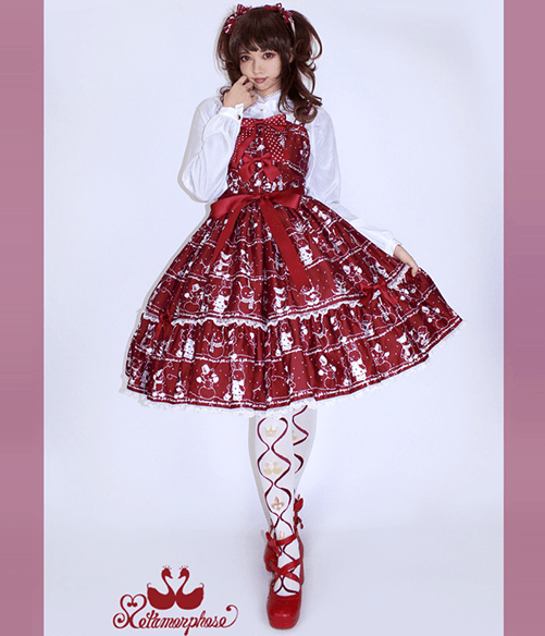 Snow Party Ribbon Shirring JSK Set by Metamorphose Temps de Fille