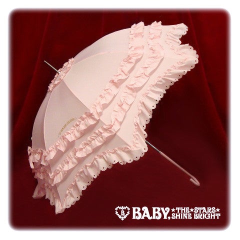 BABY, THE STARS SHINE BRIGHT 日傘 フリル付きピンク BABY Rich Frilled Umbrella by Baby, the Stars Shine Bright