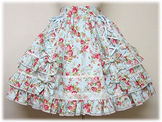 Angelic Pretty 花柄 ティアードスカート リボン パール Floral Shantung Back Frill Skirt by Angelic Pretty