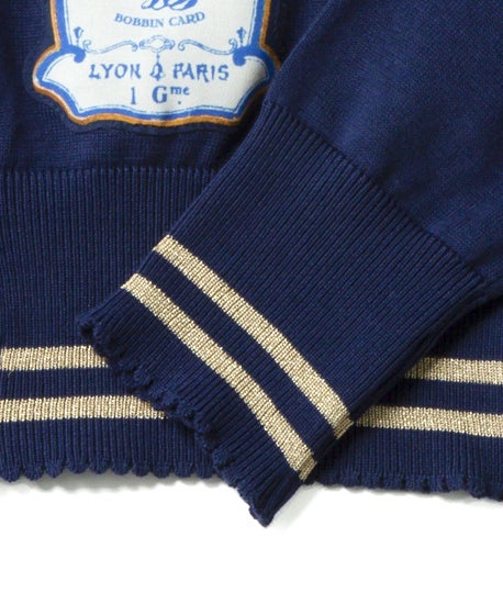 Jane Marple Cartes À Fils 糸巻 スカート ネイビー Cartes à Fils Decoupage Cardigan by Jane Marple