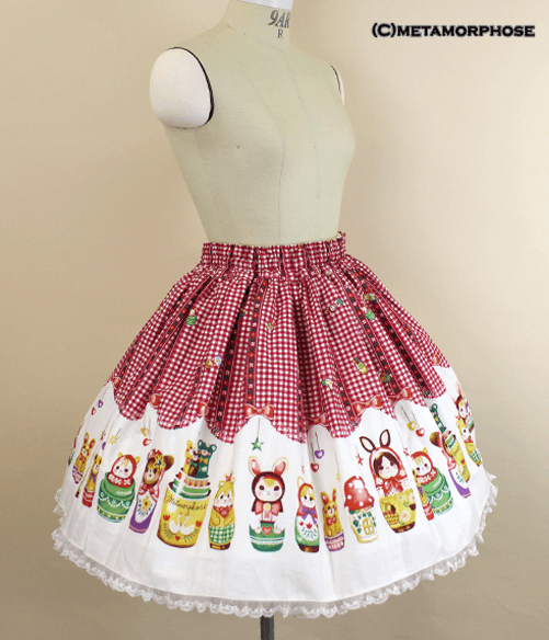 フ*♡様 メタモルフォーゼ Nostalgic Matryoshka Doll Matryoshka Doll Mini Skirt by Metamorphose Temps de Fille