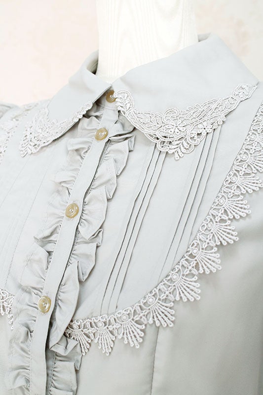 Victorian maiden ノーブルレースインタックブラウス 半袖 白 Noble Lace Intuck Blouse (2021) by Victorian Maiden
