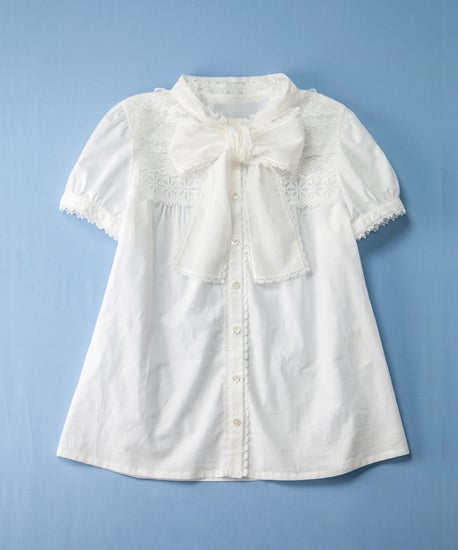 Jane Marple Anniversary ribbons ブラウス Lawn and Lace Bow Ribbon Blouse by Jane Marple