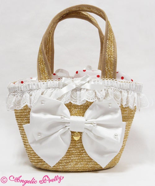 Lovely Dot Straw Bag by Angelic Pretty