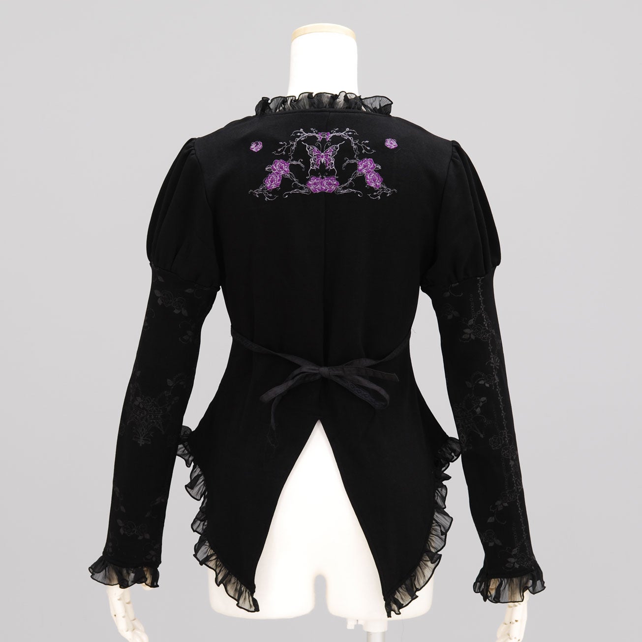 トップス Sixh. h.naoto Swallowtail long cardigan FRILL Butterfly and Rose Vest Style Cardigan by h.NAOTO