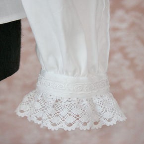 Lace Ribbon Standing Collar Blouse by Victorian Maiden