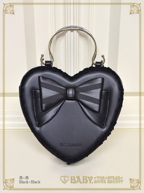 ベイビーザスターズシャインブライト リボンハートbag 黒×黒 Ribbon Heart Bag (2021) by Baby, the Stars Shine Bright