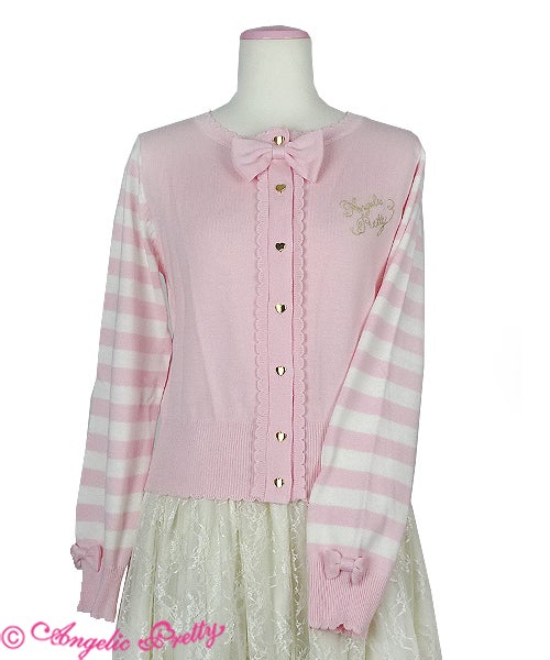 Logo Embroidery Border Knit Cardigan by Angelic Pretty