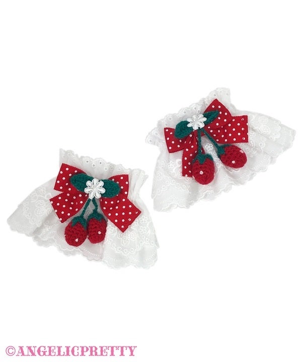 Dress-up Berry Knitted Wristcuffs by Angelic Pretty