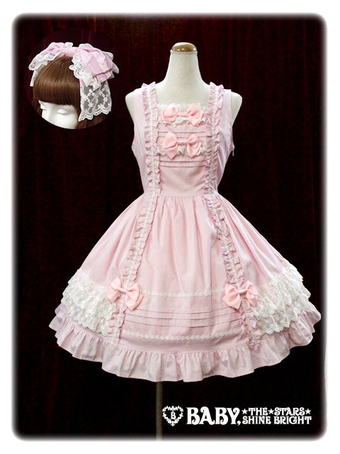 Floral Lace Ruffle JSK and Head Bow Set by Baby, the Stars Shine