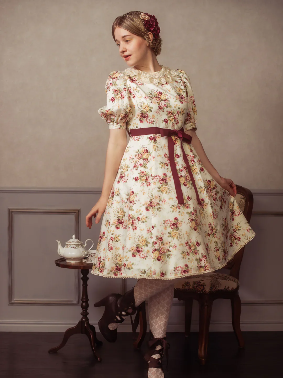 ワンピース Rococo Bouquet Oriental Doll Rococo Bouquet Print