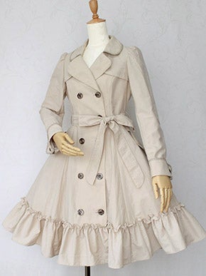 Elegant Frill Trench Coat by Victorian Maiden