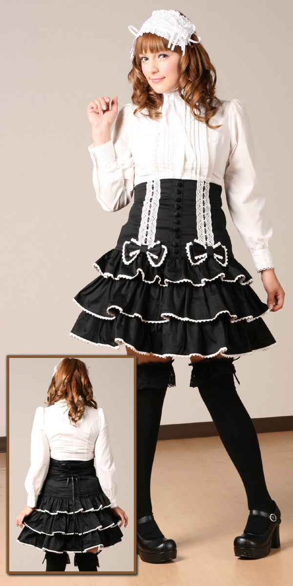 Triple Frill High Waist Skirt (g724-g727) by Bodyline