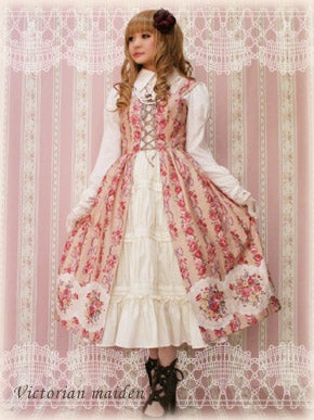 Rose Bouquet Stripe Elegant JSK by Victorian Maiden