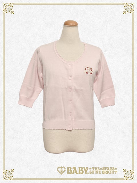 Strawberry Embroidery Half Length Sleeve Cardigan by Baby, the