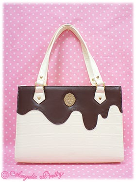 Angelic Pretty ハンドバッグ ブラック ホワイト Melty Royal Chocolate Tote Bag With Plate (2013 2nd Release) by