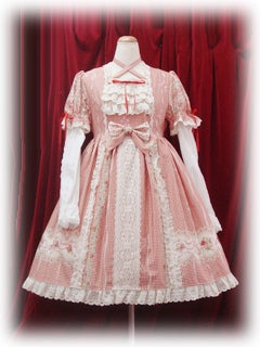 ギンガムローズ リボンワンピース エンジBABY,THE STARS SHINE ギンガムローズ リボンワンピース エンジBABY,THE STARS SHINE Gingham