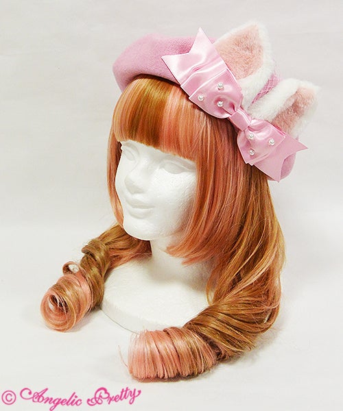 Angelic Pretty きまぐれCatベレー帽 ブラック　ねこみみ　リボン Whimsical Cat Beret by Angelic Pretty