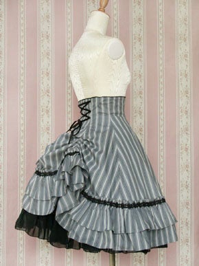 Regimental Stripe Bustle Skirt by Victorian Maiden