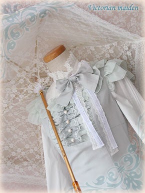 Lace Ribbon Standing Collar Blouse by Victorian Maiden
