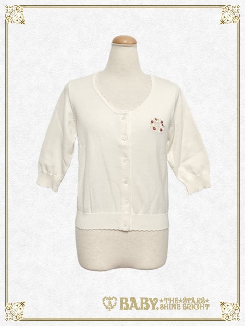 Strawberry Embroidery Half Length Sleeve Cardigan by Baby, the