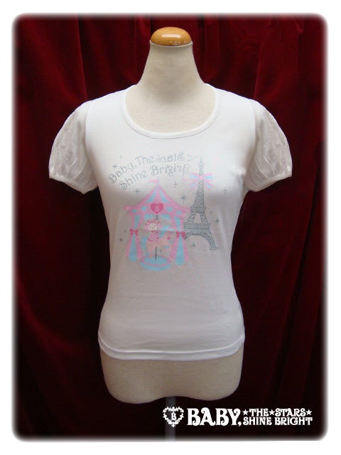 ☆*様 パリのうさくみゃちゃん半袖Tシャツ　黒 Usakumya-chan Paris Short Sleeve T-Shirt by Baby, the Stars Shine