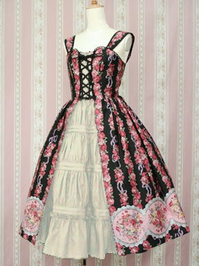 Rose Bouquet Stripe Elegant JSK by Victorian Maiden