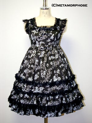 コスプレ衣装 Monochrome Rose Print JSK Rose Print JSK by Metamorphose Temps de Fille