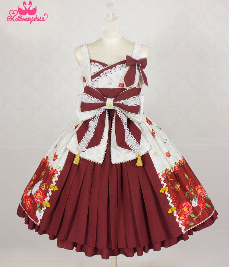 莉*読様 メタモルフォーゼ　雪うさぎ柄JSK Snowy Rabbit Pleated JSK by Metamorphose Temps de Fille
