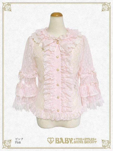 【BABY】Pearl Bouquet Princess ブラウス/ピンク Princess Lacy Bouquet Blouse by Baby, the Stars Shine Bright
