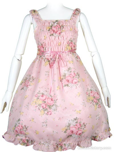 マキシマム JSK ピンクドット Elegant Rose Chiffon Shirring JSK by MAXICIMAM
