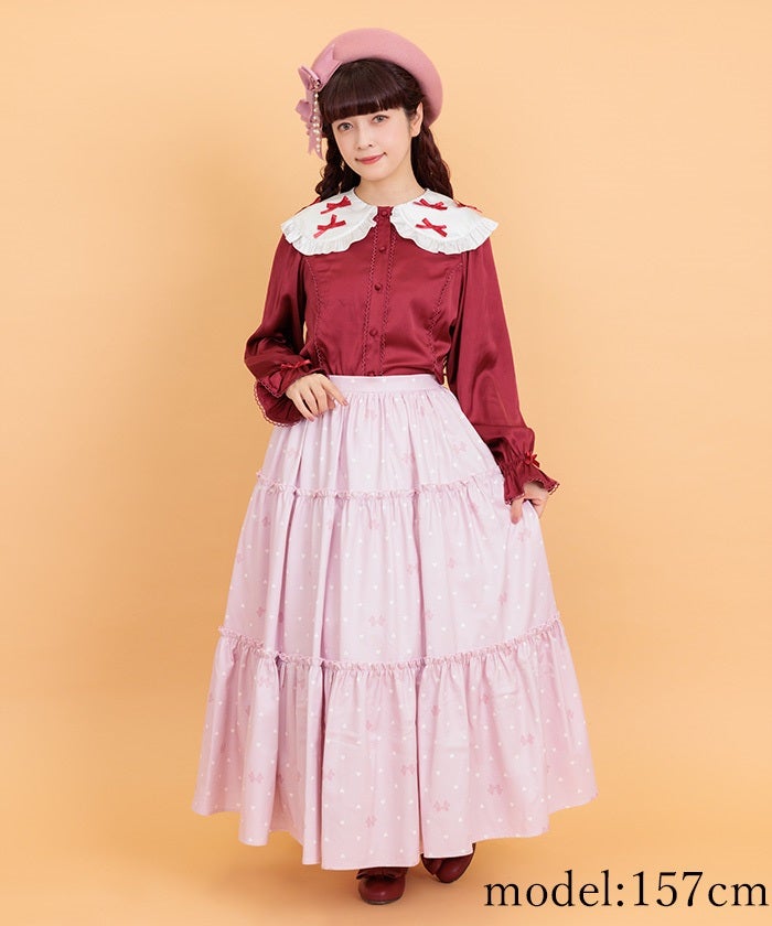 Kawaii - Heart Dot Pattern Tiered Skirt by Axes Femme