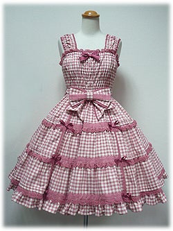 Flannel Gingham Shirring JSK by Angelic Pretty