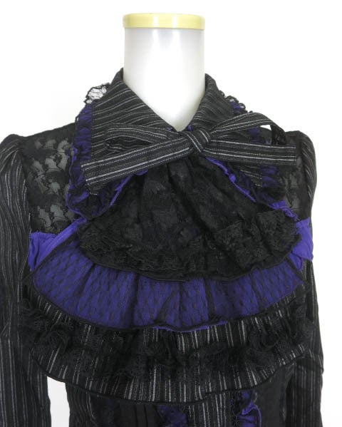 h.Naoto FRILL Striped Blouse With Jabot by h.NAOTO
