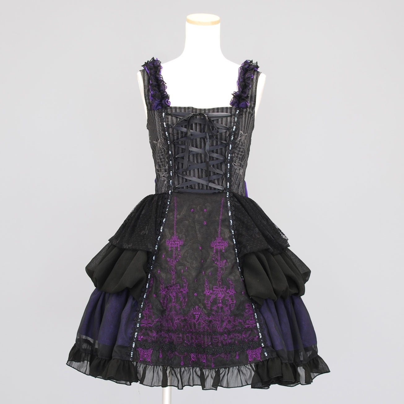 FRILL Lace-up Embroidered JSK by h.NAOTO