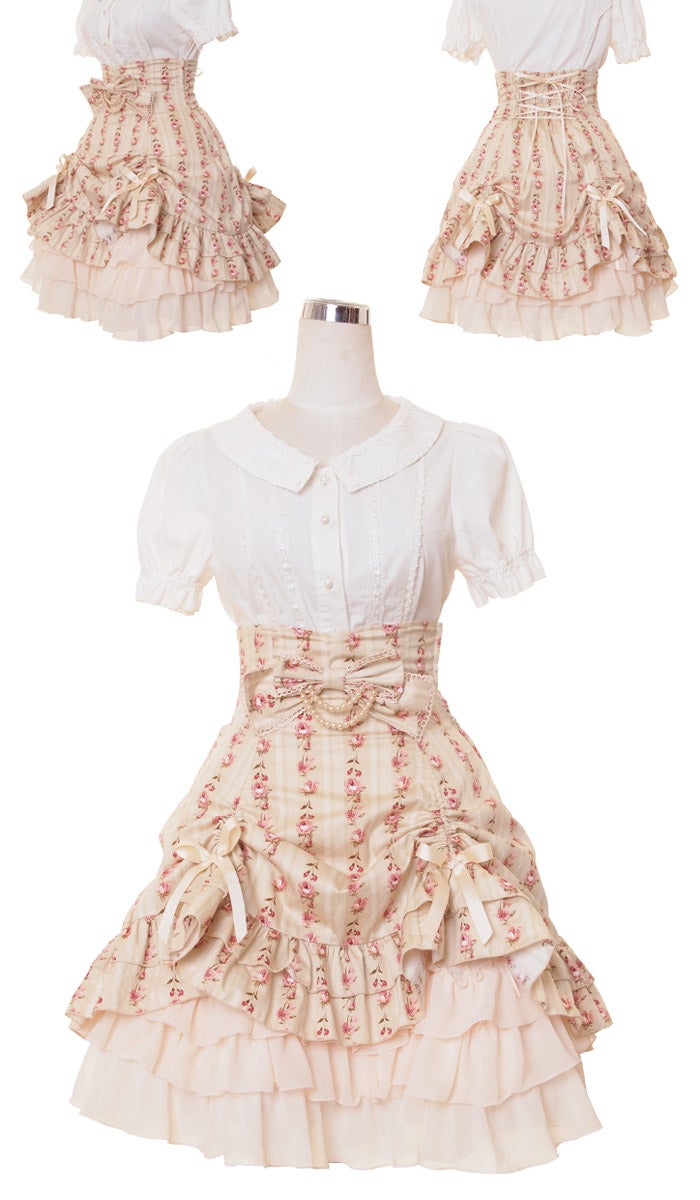 Rose Stripe Bustle Skirt (L444) by Bodyline