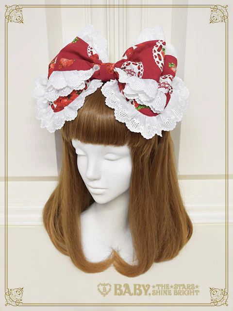 Love’s Strawberry Afternoon Tea柄 カチューシャ Love's Strawberry Afternoon Tea Head Bow by Baby, the Stars Shine