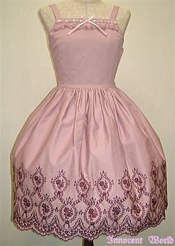 Roses and Ribbon Scalloped Embroidery JSK by Innocent World
