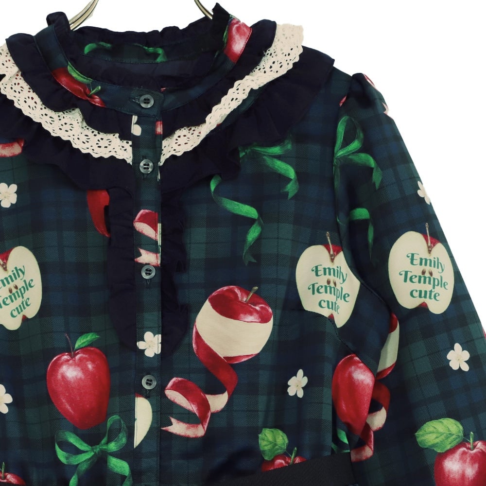 Tartan Ribbon Apple Long OP by Emily Temple Cute