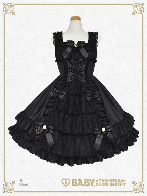  crown's tea package 柄 JSK 黒 Floral Lacy Elegant JSK by Baby, the Stars Shine Bright