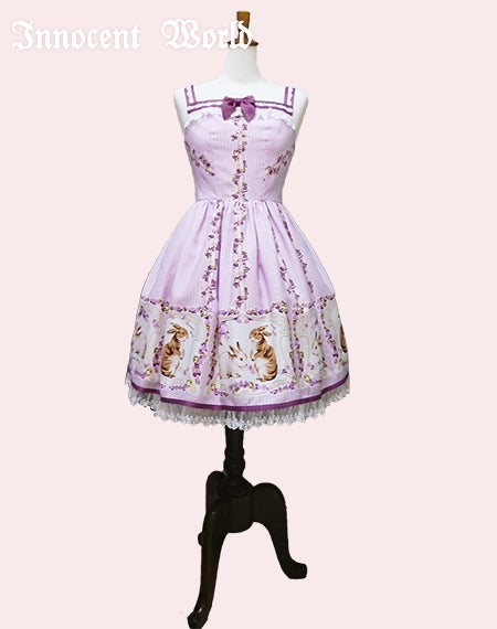 White and Brown Rabbit Ribbon Waist JSK by Innocent World