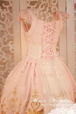 Rose Melody Swan Princess Embroidery JSK I by Chinese Indie Brand
