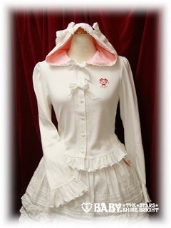 E324 BABY,うさみみカーディガン 赤 Usakumya Embroidery Bunny Ear Cardigan by Baby, the Stars Shine Bright