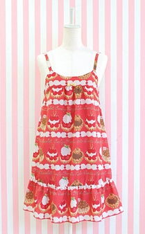 Emily Temple cute タルト＆クリームプリントワンピース　レッド Tart & Cream Print JSK by Emily Temple Cute